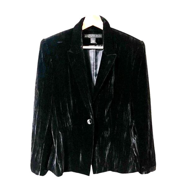 Josephine Chaus Women’s Black Velvet Blazer Sz 6 Evening Goth Dark Academia - Picture 1 of 5